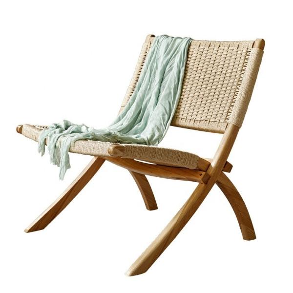 Leisure Style Wooden Patio Outdoor and Living Room Folding Chairs with Natural