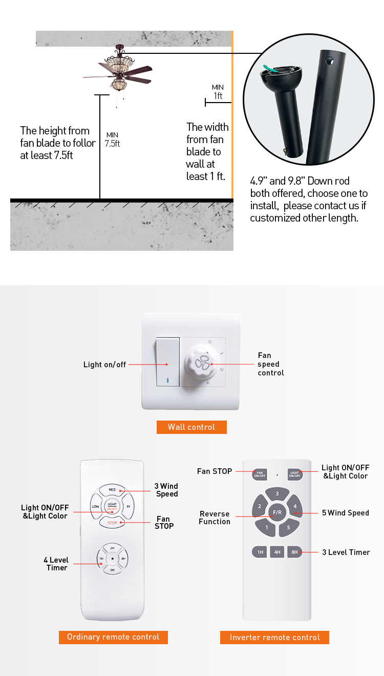 Profession Manufacture Luxury Chandelier Crystal Ceiling Fan With LED Light