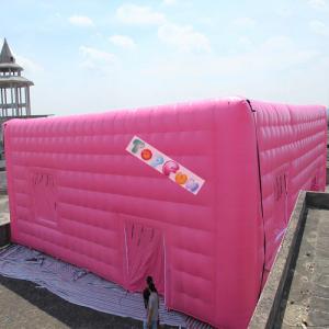 China Pink Fabric Inflatable Stitching Cube , Blowers Sewn Inflatable Cube Tent on sale