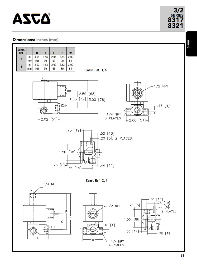 Asco 8317/8321 Series Quick Exhaust Solenoid Valve 1/4" And 3/8" NPT