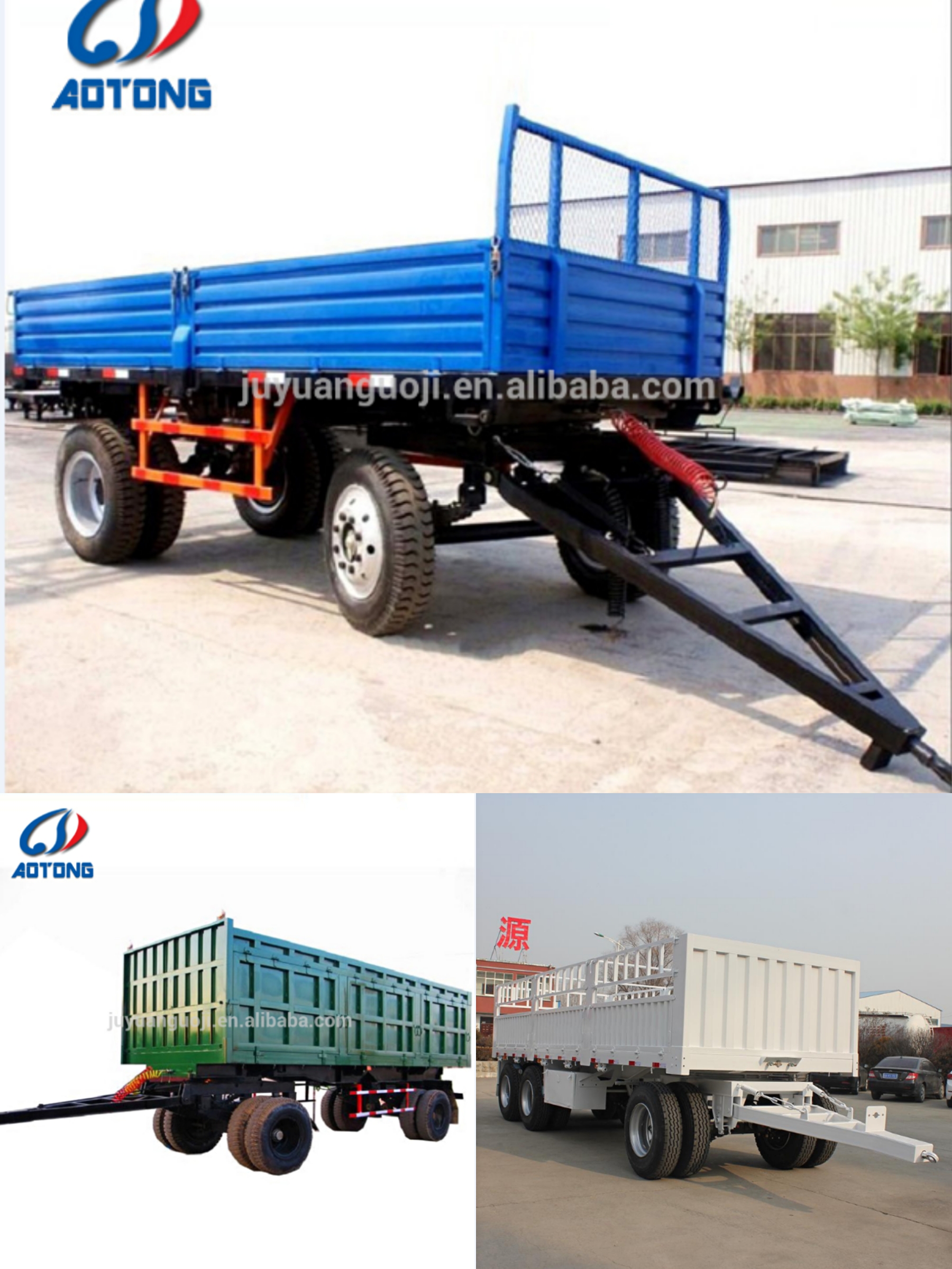 Truck Trailer Steel Flat Trailer for Farm Tractor/Drawbar Flatbed Container Trailer