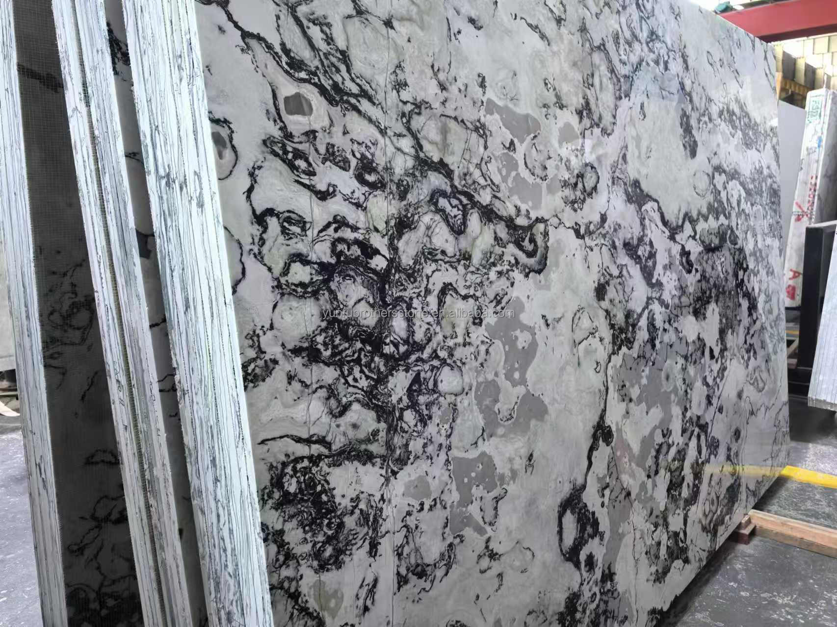 Hotel and Home Design Big Slab Panda White Granite Black Veins Kitchen Countertops