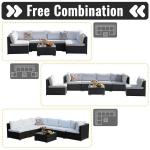 Outdoor Furniture AJUNION 7 Piece PE Rattan Wicker Sectional Sofa Set for Garden