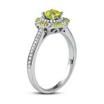 Green Peridot & CZ Ring 1/6 ct tw 10K White Gold In Silver