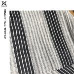 21S*21S Anti Pilling Linen Yarn Dyed Black Stripes Fabric Lady Dress Summer Suit
