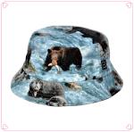 Anti - UV Poly Cotton Round Bucket Hat , Floral Animals Patterns Bucket