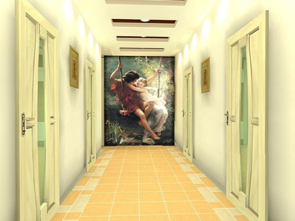 Light Yellow Digital Print Series Exhibition Hall Interior Decoration Wallpapers