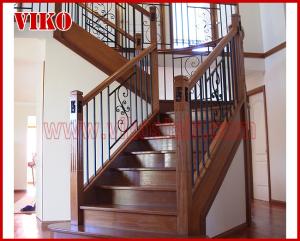 Wholesale Solid Wood Staircase VK63S Tread American Oak ,Railing tempered glass, Handrail b eech Stringer,carbon from china suppliers