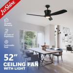 6 Speeds Smart Timing Quiet DC Motor 52 Inch Ceiling Fans With 3 Reversible