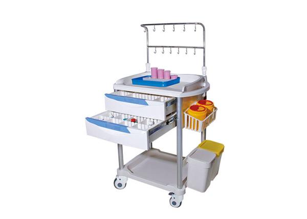 IV pole Emergency Medical Trolleys With Utility Container ABS Drawers