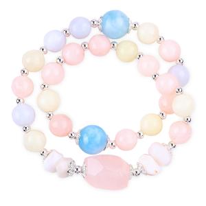Wholesale Morganite Handmade DIY Double Layer Natural Crystal Multifacted Round Bead Bracelet For Gift from china suppliers