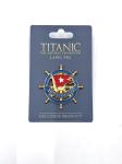 Titanic Legacy Artisan Crafted Lapel Pin Ship Wheel Vibrant Red Flag Soft Enamel