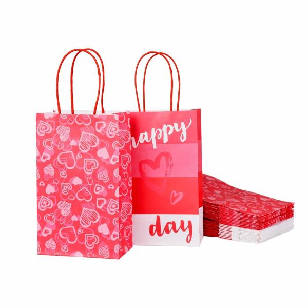 Custom Color Accepted Heavy Duty Valentine's Day Craft Gift Pink Kraft Bag Paper