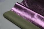 Ladies Garment Pu Synthetic Leather Mettalic Fuschia Color Smooth Handfeeling