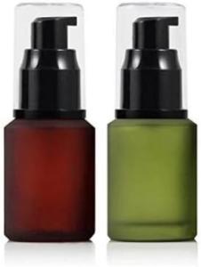 Wholesale Rose Red Empty Frosted Glass Pump Bottle with Transparent Cap Emulsion Lotion from china suppliers