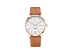 IP Rose Gold Quartz Nature Stainless Steel Wristwatch With Genuine Leather Strap