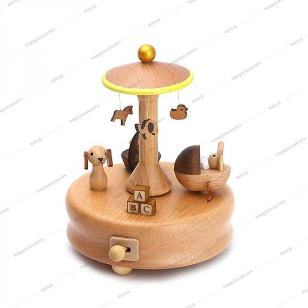 Quality Miniature Figurine 11.4cm Rotating Wooden Music Box for sale