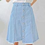 Summer Cool Casual Medium Length Slim Fit A Line Denim Skirt For Yound Ladies