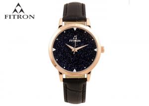 China Starry Star Crystal Fitron Quartz Watches With Black Dial Water Resistant 30 Meters on sale