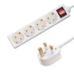 EU Standard Power Strip with 4 Outlets Surge Protect Switch USB A Output Ports