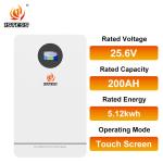 25.6V 200ah Wall Solar System Lifepo4 Energy Powerwall 5.12kwh Lithium Battery