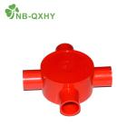 UV Protection Red/White PVC Cable Conduit Electric Four-Way Pipe Fitting Cross