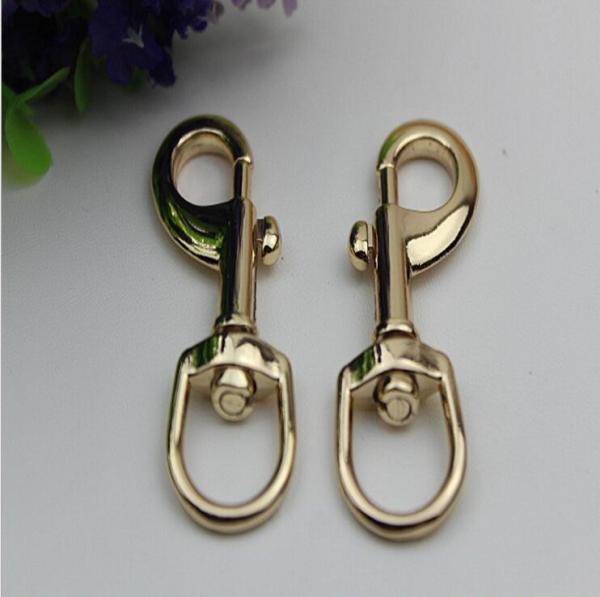 Bag purse zinc alloy light gold d ring 16 mm dog collar snap hook with nickel