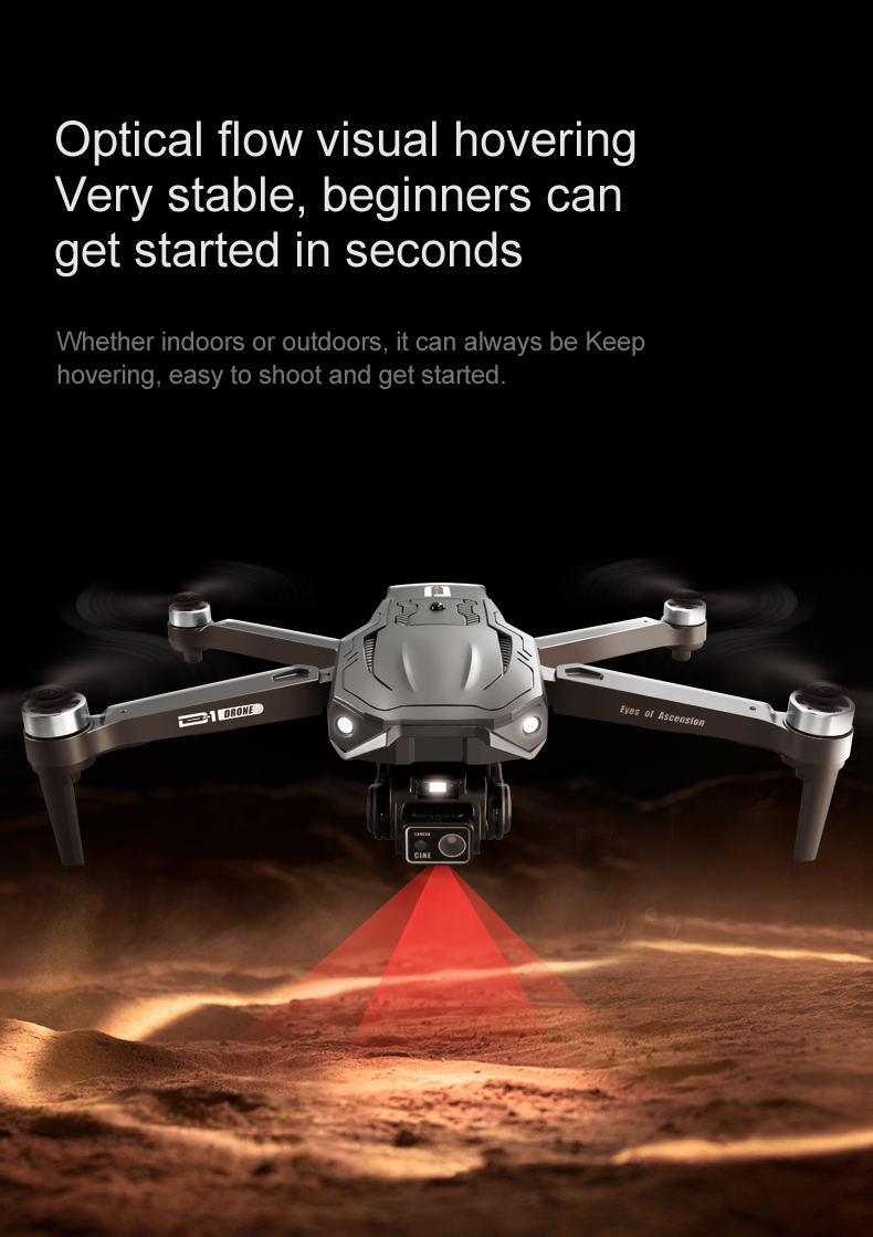 15 Minutes Maximum Flight Time Orange Quadcopter with Brushless Optical Technology and Adjustable Obstacle Avoidance