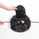 Professional Waterproof Polyester Black Drawstring Cosmetic Bag