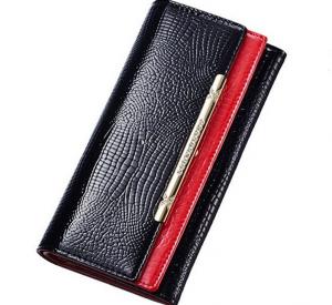 China 2016 new crocodile pattern leather Ms. leather wallet female long section of high-capacity double wallet on sale