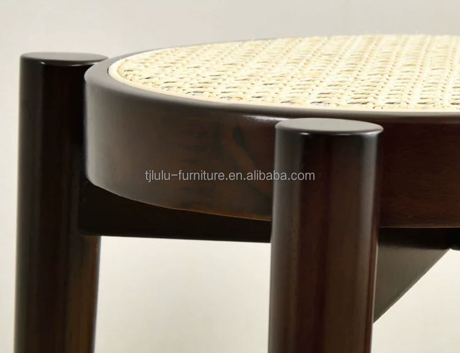 Rubber Wood Frame Wooden Popular Rattan Dining Chair for Solid Wood Restaurant