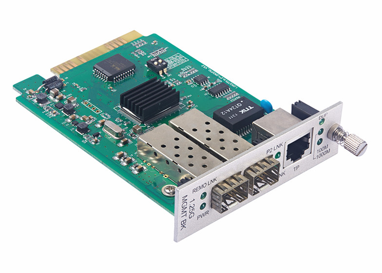 1x10/100/1000Base-T to 2x1000Base-X Media Converter Card with Fiber Protection
