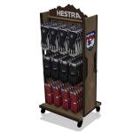 Double Sided Wooden Display Stand Sock Display Rack With Wheels For Foot Wear