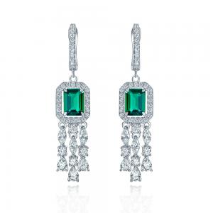 Wholesale Green Gemstone Cubic Zirconia Long Drop Earrings For Wedding from china suppliers