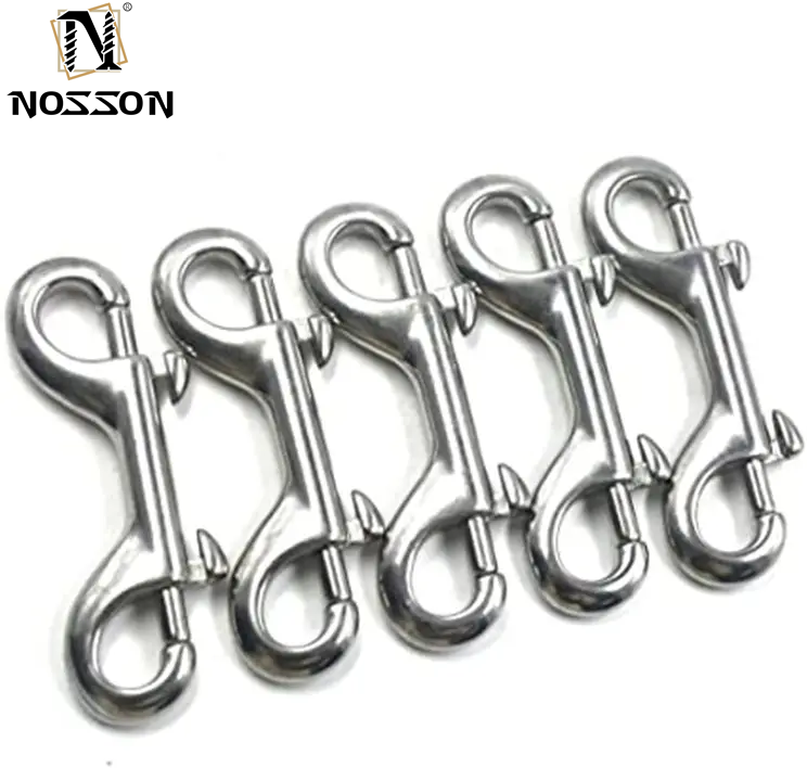Electrolytic Treatment Finish 65mm-115mm Stainless Steel Double End Bolt Snap Hook Carabiner for Dog Leash Scuba Accessories