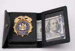Customized Leather Black Plain surface Chief police badge wallet
