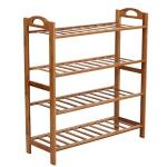 Natural Bamboo Shoe Shelf 4 Tier , Bamboo Shoe Organizer For Small Space