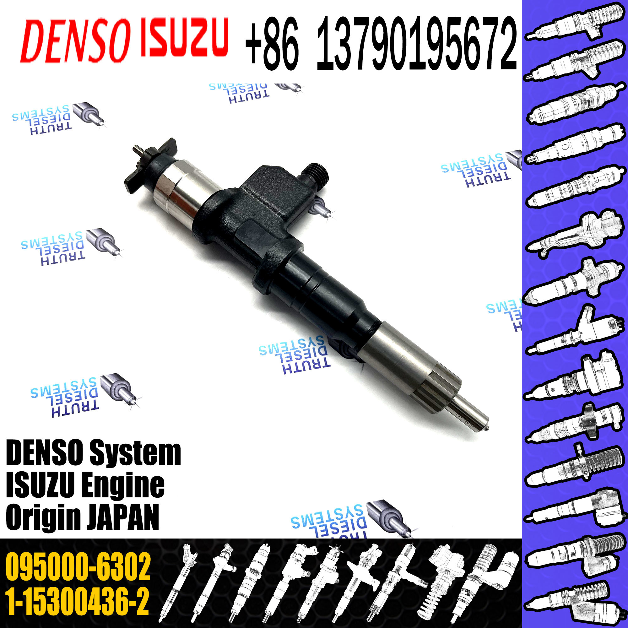 High Quality Common Rail Fuel Injector Assembly 095000-6302 for ISUZU 6WG1 1-15300436-2