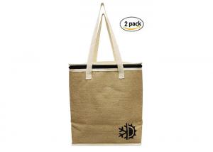 Wholesale Natural Jute Cooler Tote Bag Small Insulated Tote Bags With Cotton Twill Handles from china suppliers