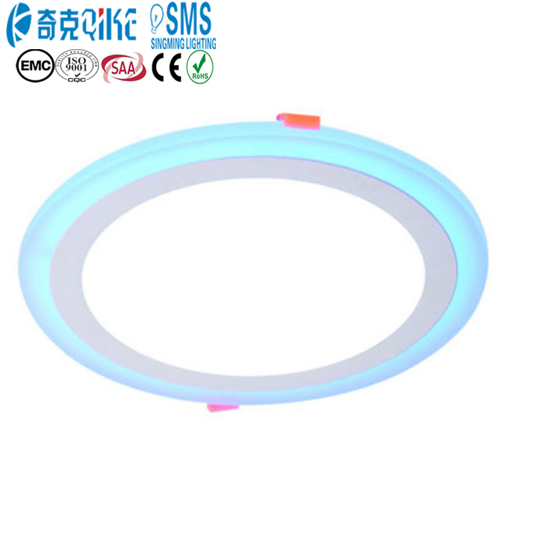 Round Square Double Color Led Ceiling Panel Lamp Surface Mounted SMD Recessed12+6W LED Panel Light