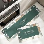 Simple Flower Kitchen Mat Absorbent and Wear-Resistant Long Strip Carpet for