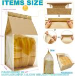 Large Bread Bags, 13.7 X 8.2 X 3.5 Inches Kraft Paper Bakery Bags With Windows