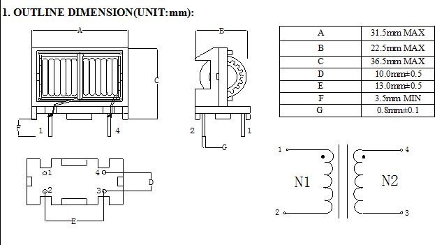 Vertical CMC ET28 10mH Power Inductor Coil , CE Common Mode Choke Filter