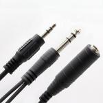 Y Splitter Male to Female 6.35mm 3.5mm TRS Microphone Stereo Jack Audio Cable