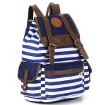 Male and female striped canvas shoulder bag student backpack bags withdraw