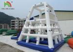 White / Blue Heat Sealed Inflatable Water Toy / Aqua PVC Climbing Tower With