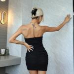 Curves Alluring Tube Ruched Mesh Mini Dress Sexy And Sophisticated Anti Wrinkle