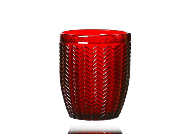 Solid Red Embossed 270ml Colored Crystal Wine Glasses Goblet Style