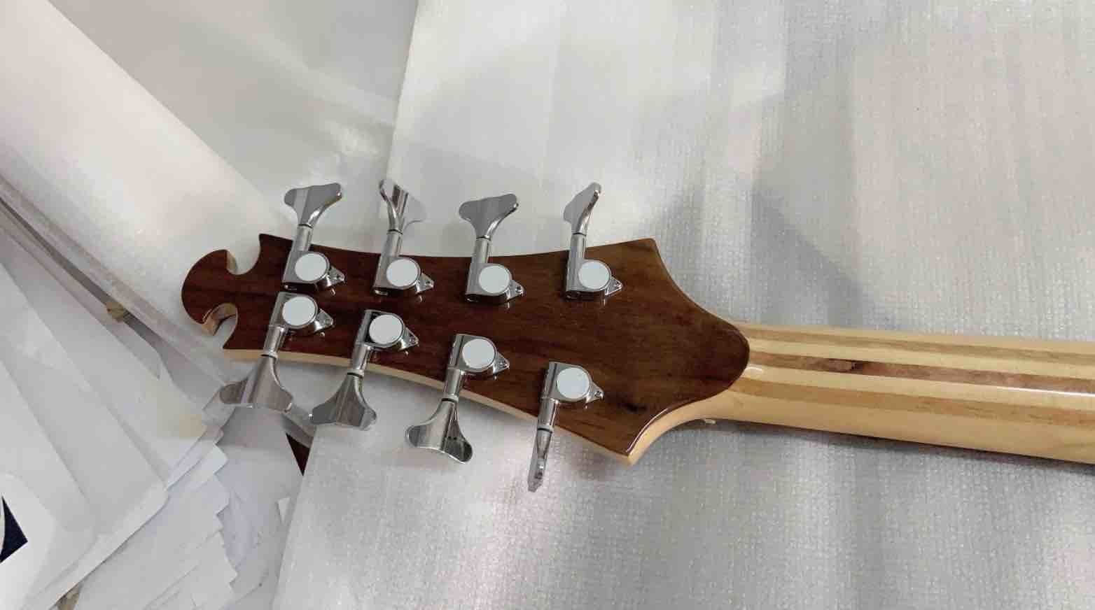 8 Strings Bass Guitar One Through Neck-Body Solid Walnut In Natural