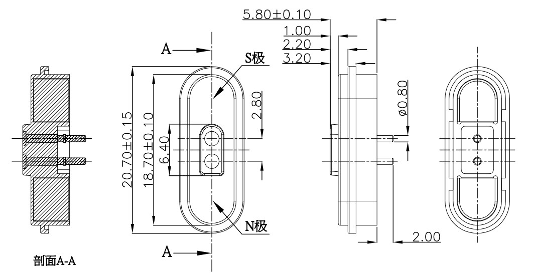 TPE Magnetic 2 Pin Charger 2.80mm Pitch 2 Pin Charger For Smart Watch